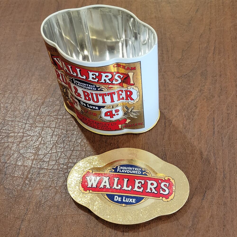 Collectible Waller’s Rum & Butter English Candy Tin Can Empty - Picture 4 of 8